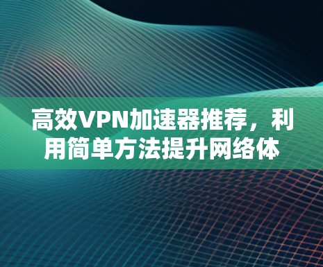 高效VPN加速器推荐,利用简单方法提升网络体验