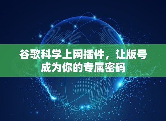 谷歌科学上网插件，让版号成为你的专属密码