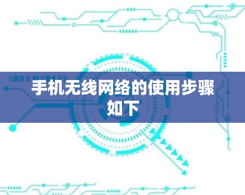 手机无线网络的使用步骤如下