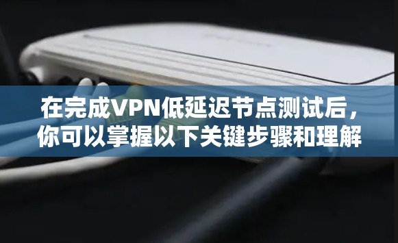 在完成VPN低延迟节点测试后,你可以掌握以下关键步骤和理解 在完成VPN低延迟节点测试后,你可以掌握以下关键步骤和理解