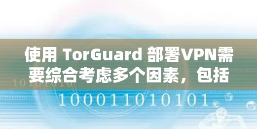使用 TorGuard 部署VPN需要综合考虑多个因素，包括安全性、兼容性、价格和售后服务。以下是对 TorGuard 的详细分析和建议