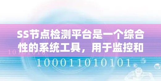 SS节点检测平台是一个综合性的系统工具，用于监控和分析SS节点（如服务器或路由器）的活动，以监控它们的运行状态并识别潜在问题。以下是对该平台的详细总结和解释