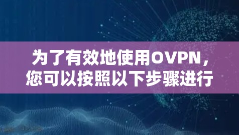 为了有效地使用OVPN，您可以按照以下步骤进行